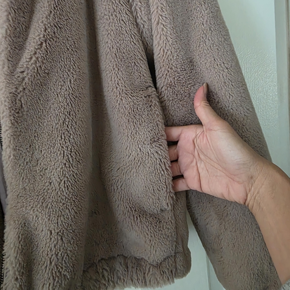 Nine West Faux Fur Hoodie Jacket S Lavender - Picture 6 of 8